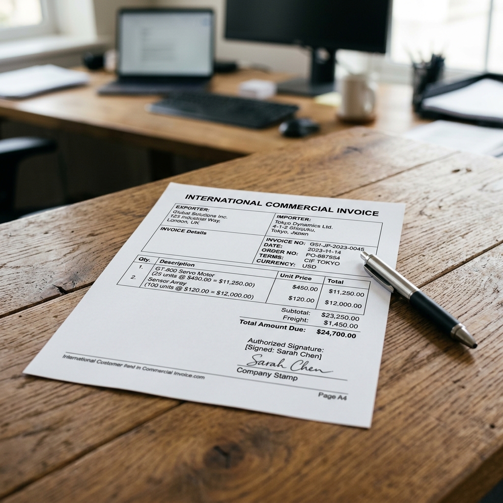 Commercial Invoice Boilerplate Generator